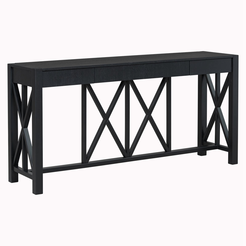 Console Table with 4 Spacious Drawers, Black