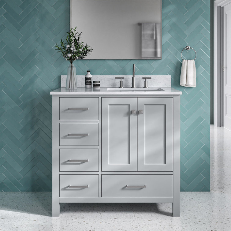 Flynt 37'' Single Bathroom Vanity with Carrara Marble Top