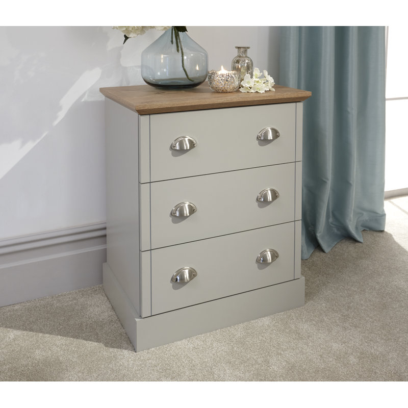 Brielle 59cm W 3 - Drawer Chest of Drawers, Grey/Oak