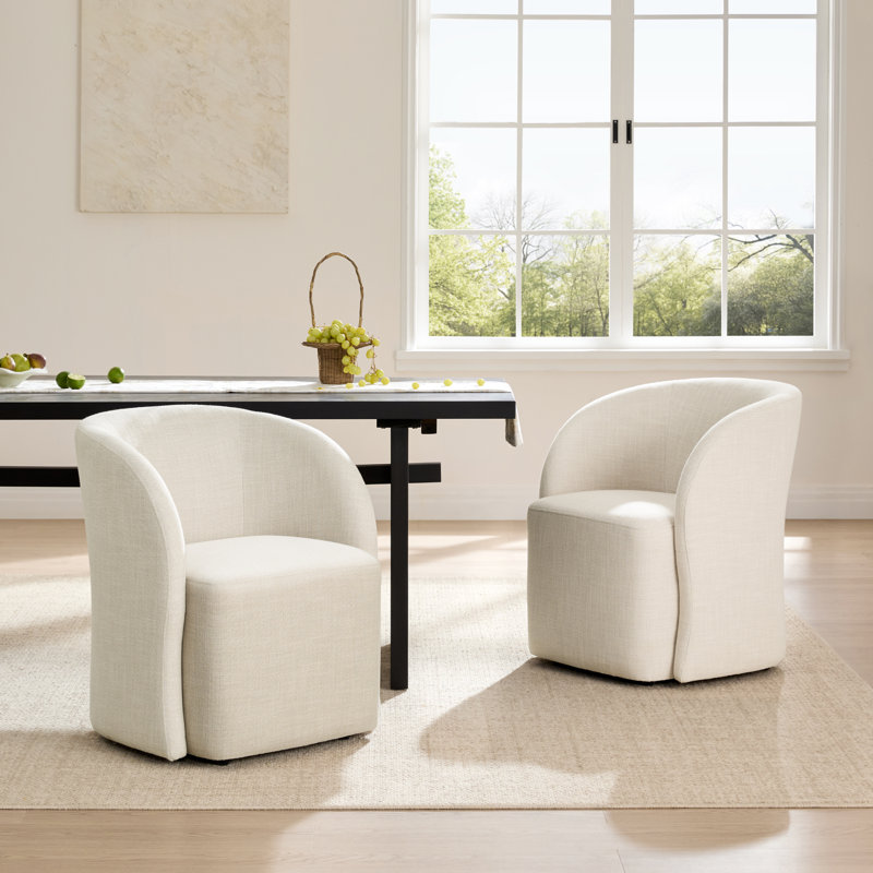 Frankie Caster Dining Chair, Effie Linen Performance Linen