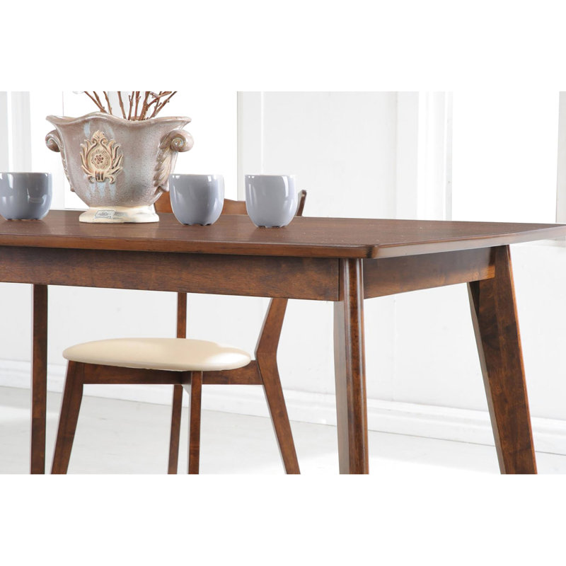 Table de salle à manger à pieds inclinés au fini châtaignier - Bois massif, rectangulaire pour un style Mid-Century moderne et élégant