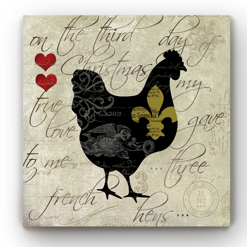 12 jours de poule - reproduction sur toile tendue, H 32 po x l 32 po x P 1 po