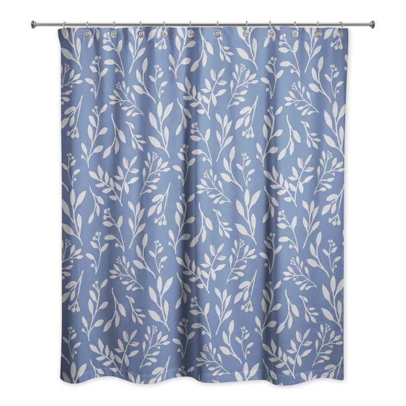 Rideau de douche simple à motif floral, Bleu marine