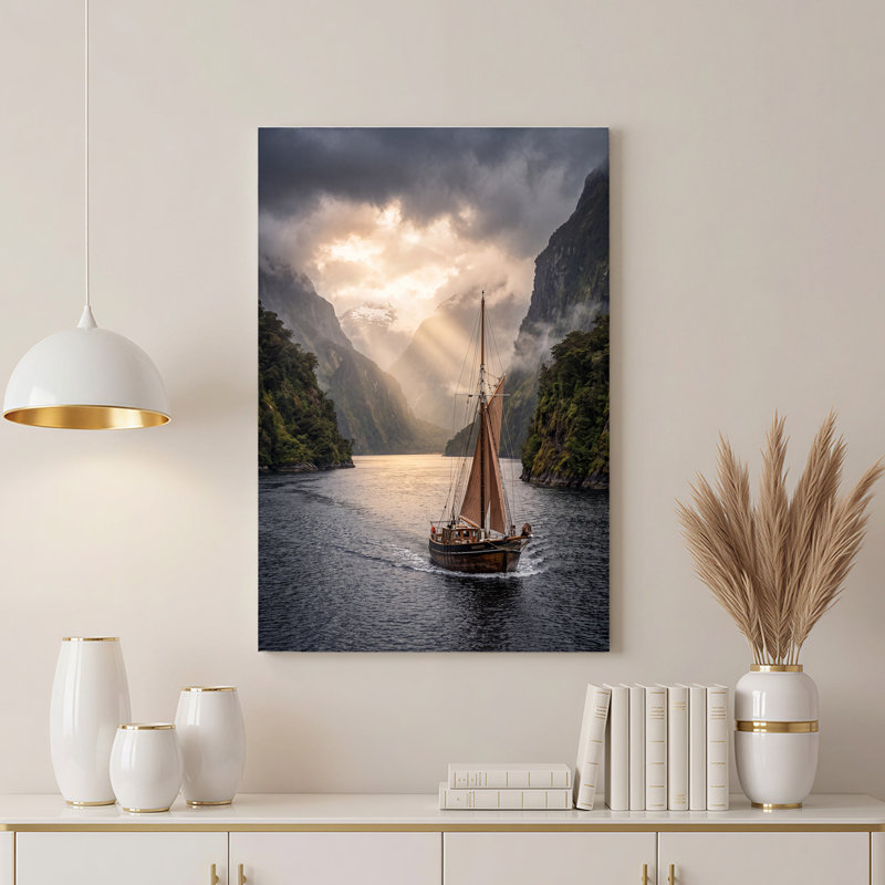 Impression sur toile, voilier en bois, H 36 po x l 24 po