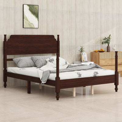 Classic Traditional Spindle Bed Frame, Wooden Spindle Post Bed with Headboard