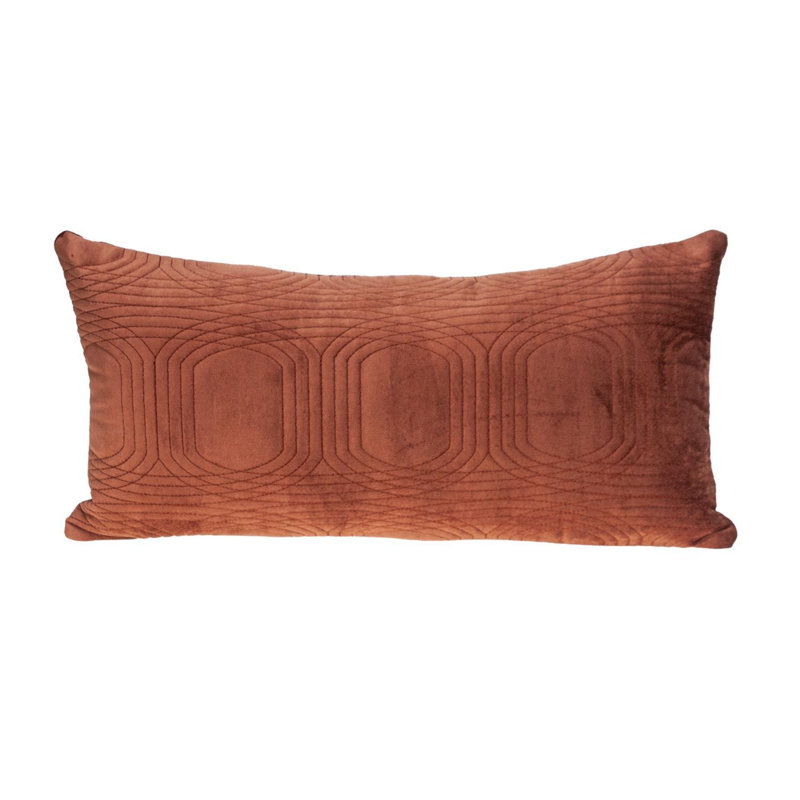 Coussin 12 "x 24" en mélange de coton blanc, Orange brûlé