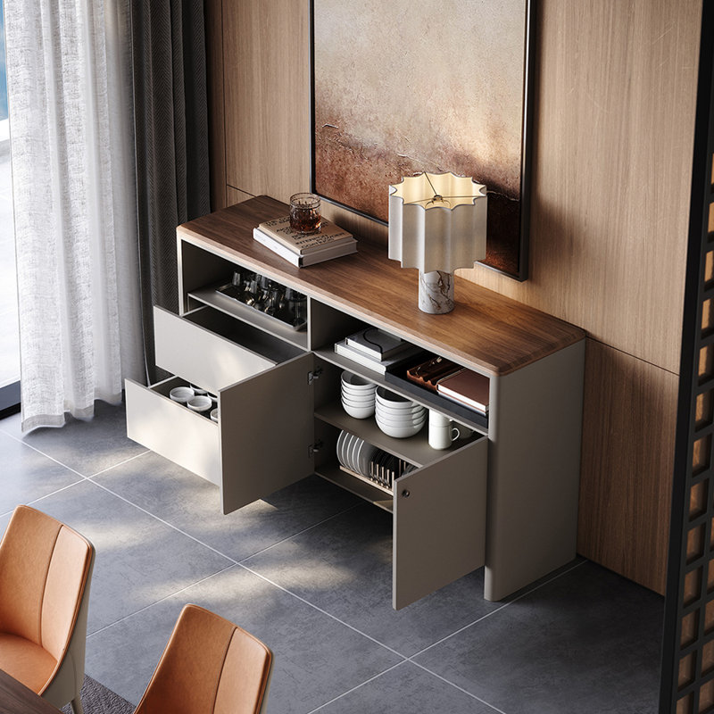 Italian Light Luxury Accent Cabinet, 35.43" H x 47.24" W x 15.75", Grey