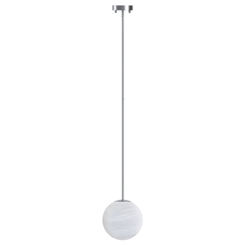 Luminaire suspendu sphère 1 lumière avec verre nuageux Lio, Nickel brossé