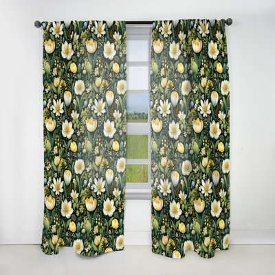 Boho Botanicals Garden I - Bohemian Velvet Curtain - Room Darkening - 1 Panel