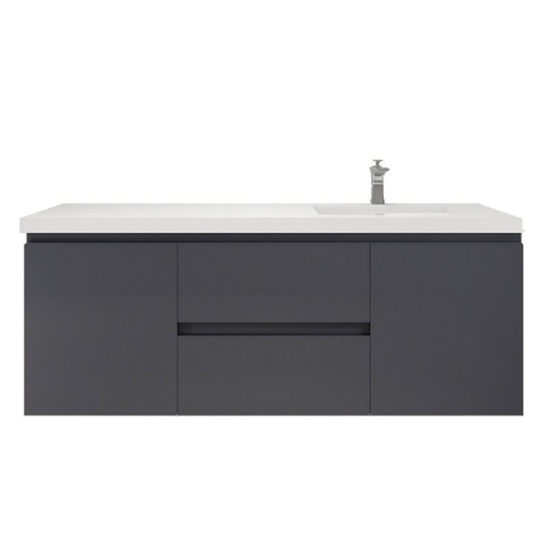 Single Bathroom Vanity with Acrylic Top, Gray