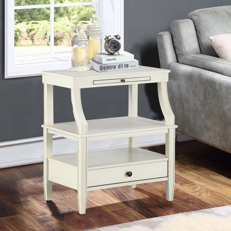 Table de chevet classique avec rangement blanc antique classique avec un design élégant et une fonctionnalité pratique