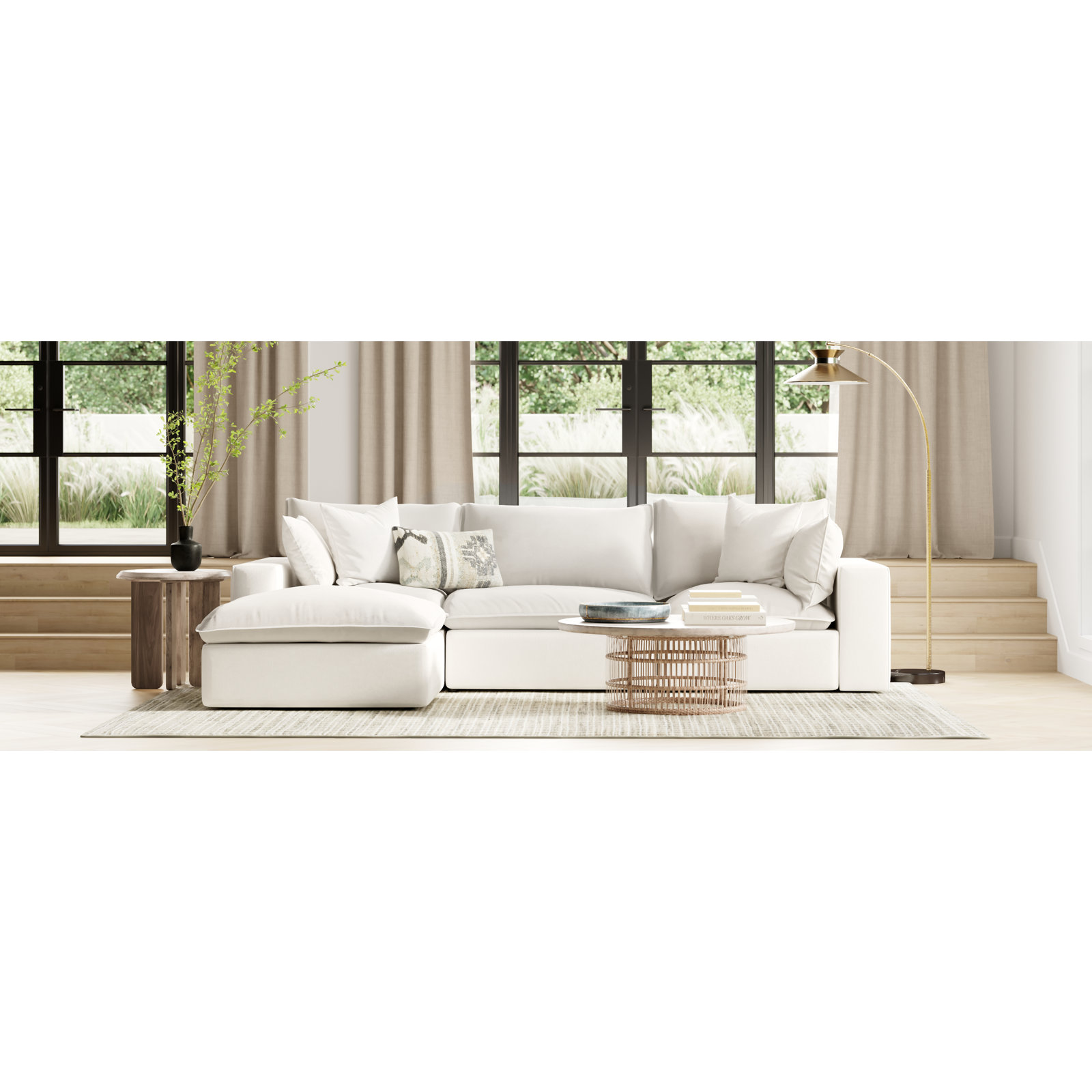 Ellaria 4 - Piece Modular Upholstered Reversible Chaise Sectional , Peyton Pearl