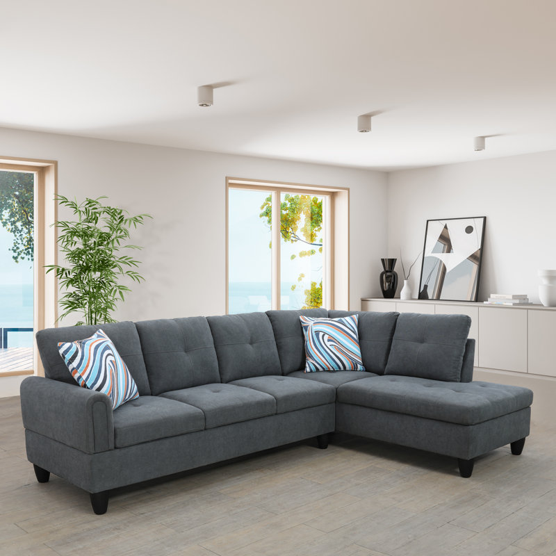 Almarie 97" 2 - Piece Upholstered Sectional, Right Hand Facing, Dark Gray