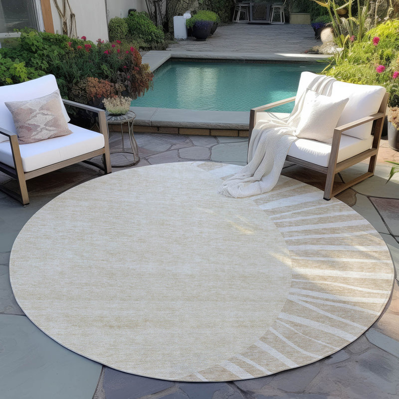 Washable Abstract Indoor / Outdoor Rug, Round 8'