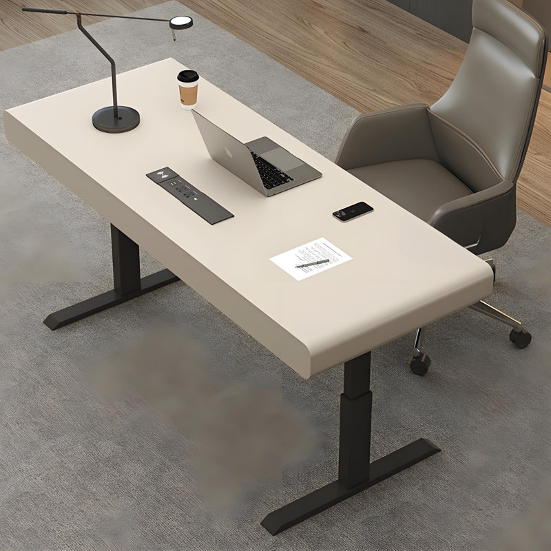 Bureau réglable électrique 70,87 "beige moderne et minimaliste, H 53,94 po x l 70,87 po x P 27,56 po