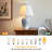 Modern Ceramic Table Lamp with Linen Shade, Blue Gradient Vase Bedside Lamp 26.3” Tall