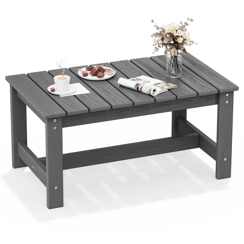 HDPE Rectangular Outdoor Coffee Table, Gray