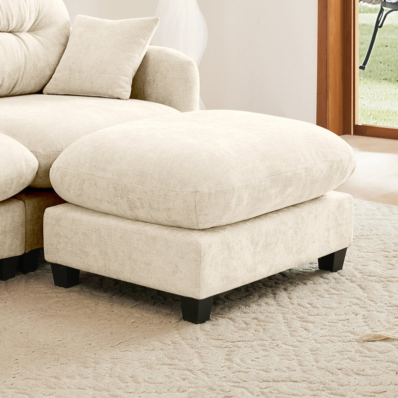 Repose-pieds en chenille pour le salon, Beige