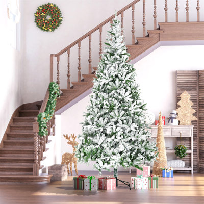 Arbre de Noël artificiel enneigé 9 pi avec branches réalistes HOMcom