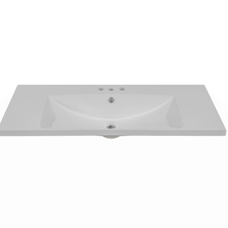 Single Bathroom Vanity Top With  Basin, 3-Faucet Holes, Ceramic,