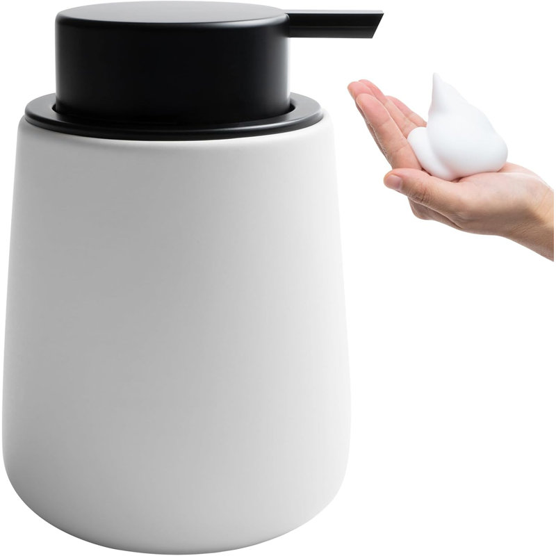 12 Oz Ceramic Soap Foaming Dispenser Foam-blackwhite