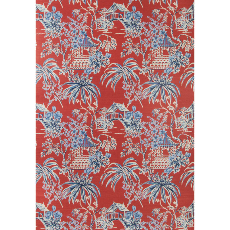 Summer Palace Tongli 30' L x 33.5" W Wallpaper Roll, Red