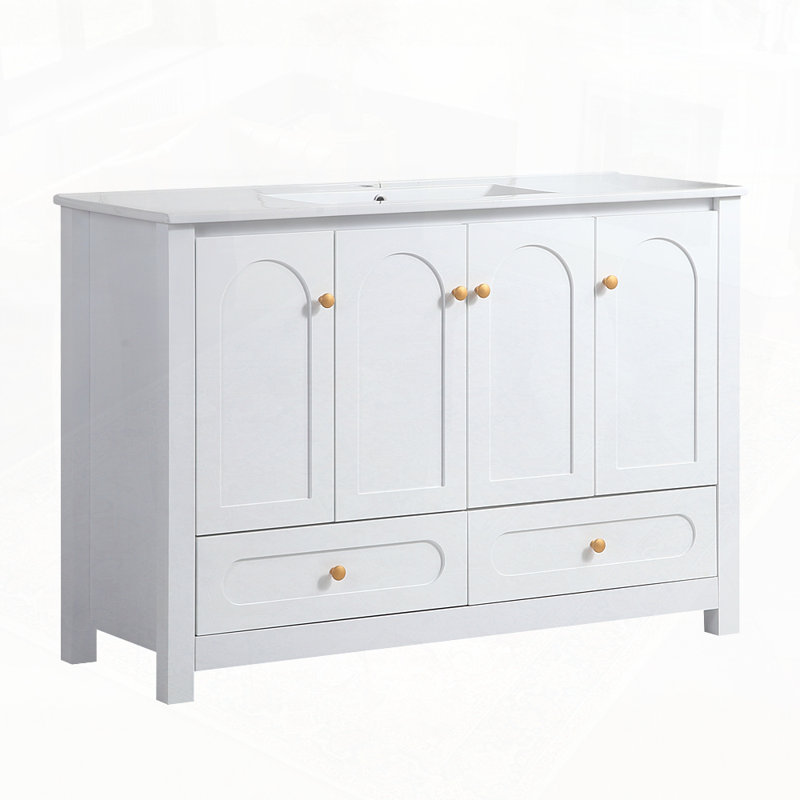 Ensemble de meuble-lavabo avec lavabo en céramique, Blanc