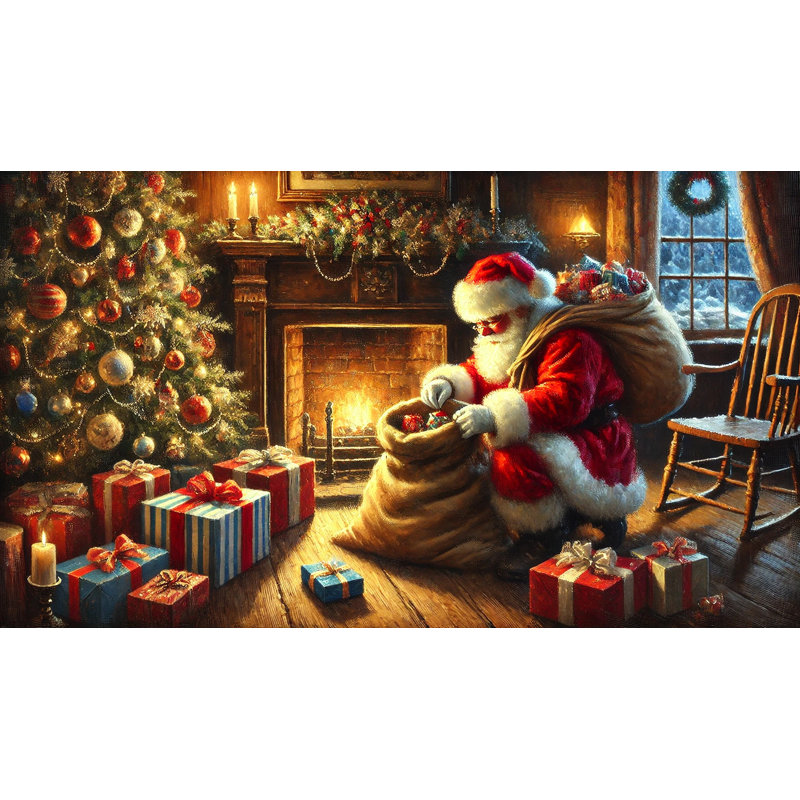 Santa’s Festive Eve - Wrapped Canvas Print, H 24 po x l 42 po