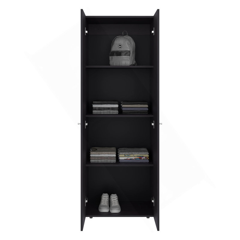 Armoire haute à 2 portes avec 4 tablettes et rangement vertical Wenge, Wengé