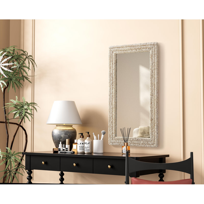 Rectangle Cornhusk Mirror in Linen White, 42" x 24"