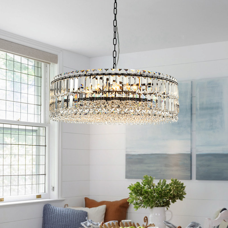 Lustre tambour à intensité variable Gormady, Noir mat, H 8,9 po x l 23,6 po x P 23,6 po, 8