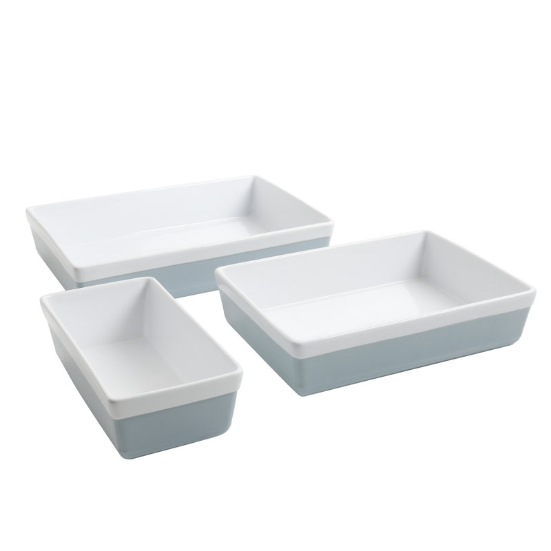 Ensemble de plats en grès 3 pièces Martha Stewart, Bleu