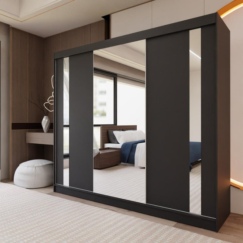 Dealie 3 Door Sliding Wardrobe, Black