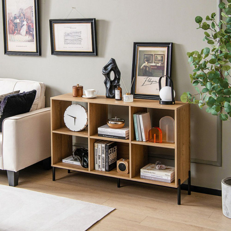 Open-Back Bookshelf With Drawer For Study, Natural