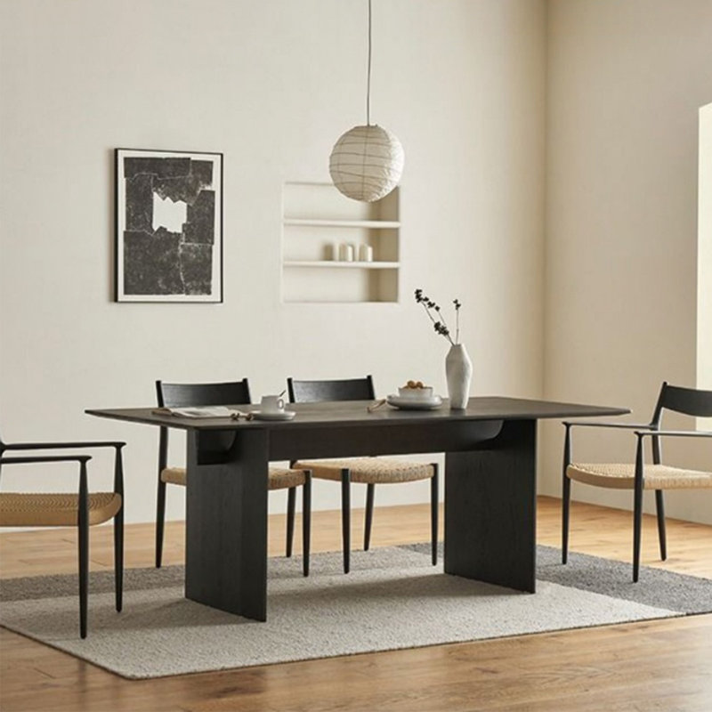 Grande table de salle à manger écologique en bois massif, H 28,74 po x L 78,74 po x l 35,43 po, Noir