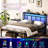14 Inch Twin Metal Platform Bed With Black Storage Headboard, Featuring - C, Type Led , And Reliable Build Support