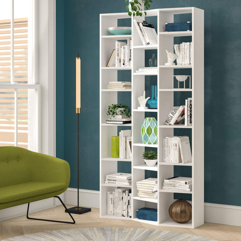Napolitano Geometric Bookcase, Pure White