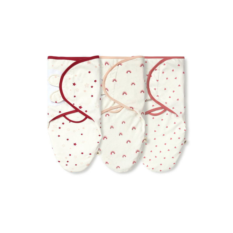 SwaddleMe Original Swaddle for Baby Boy and Girl, 100% Cotton, Easy Adjustable, 0-3 Months, 1.0 TOG, 3-Pack - Rainbow Pink (Set of 3)