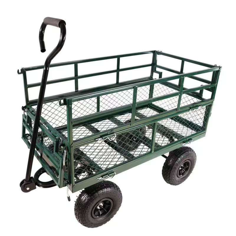 Chariot de jardin en métal, Noir/vert