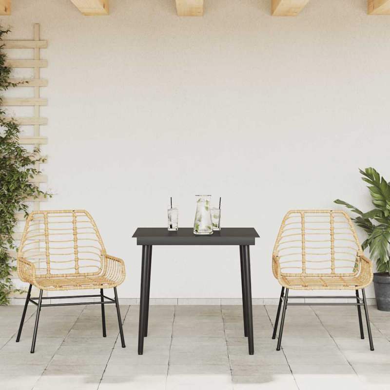  Ensemble de salle à manger de jardin brun et noir, Brun, 2