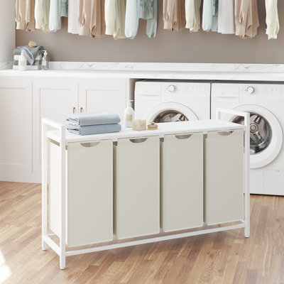 Panier à linge, panier à linge, trieur de linge avec 4 sacs coulissants et amovibles, structure en métal, 4 x 10,6 gallons (40L)