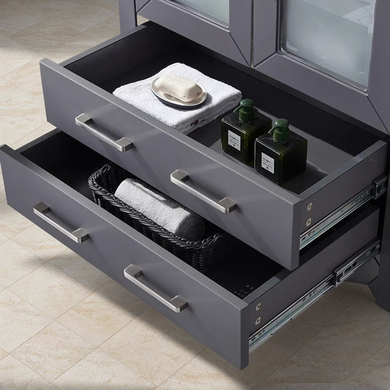 30" Modern Free-Standing Gray Single Bathroom Vanity, Stainless Steel
