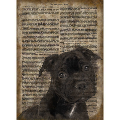 Staffordshire Bull Terrier Vintage Paper - No Frame Print