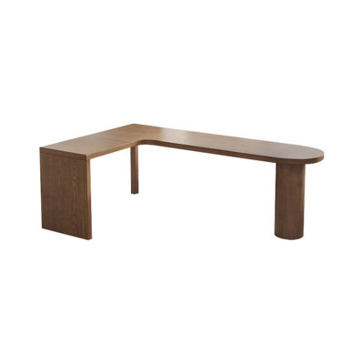 Bureau d'angle moderne et simple en bois massif en forme de L