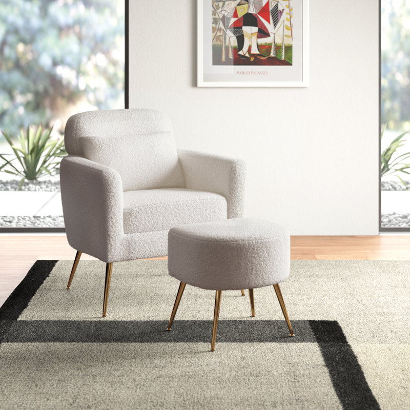 Azoriah 28.9 Wide Armchair, White Faux Fur