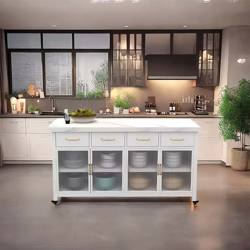 Open kitchen marble movable simple island