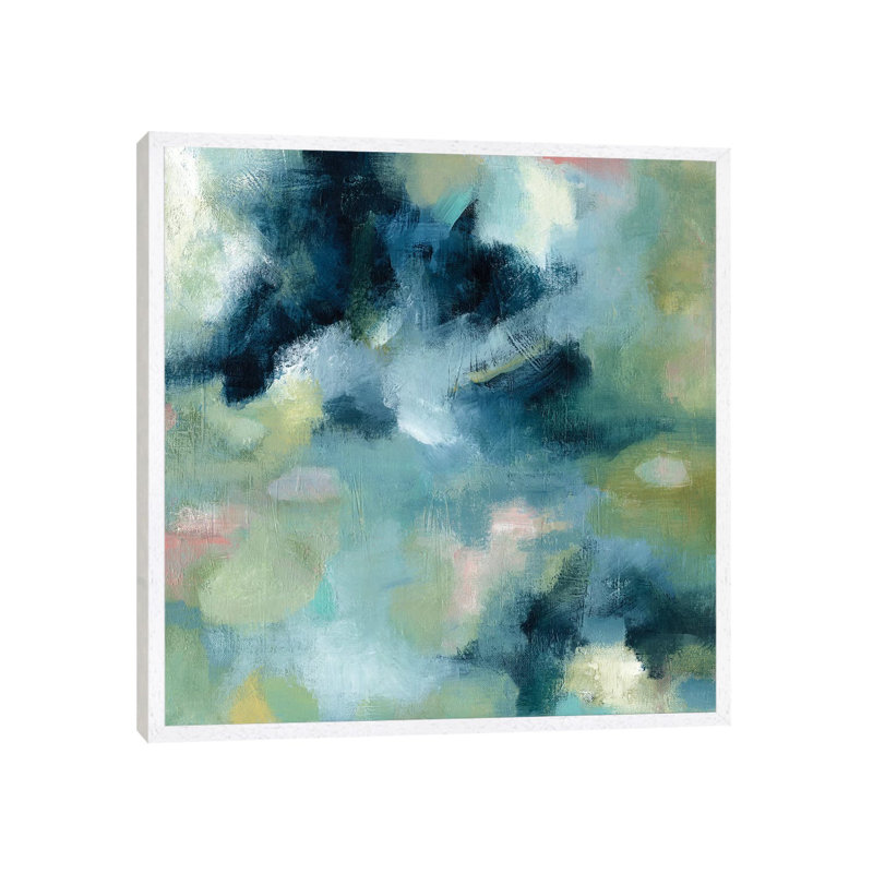 Water Garden by Carol Robinson - Painting on Canvas, 45.72 cm H x 45.72 cm W, White Framed Canvas