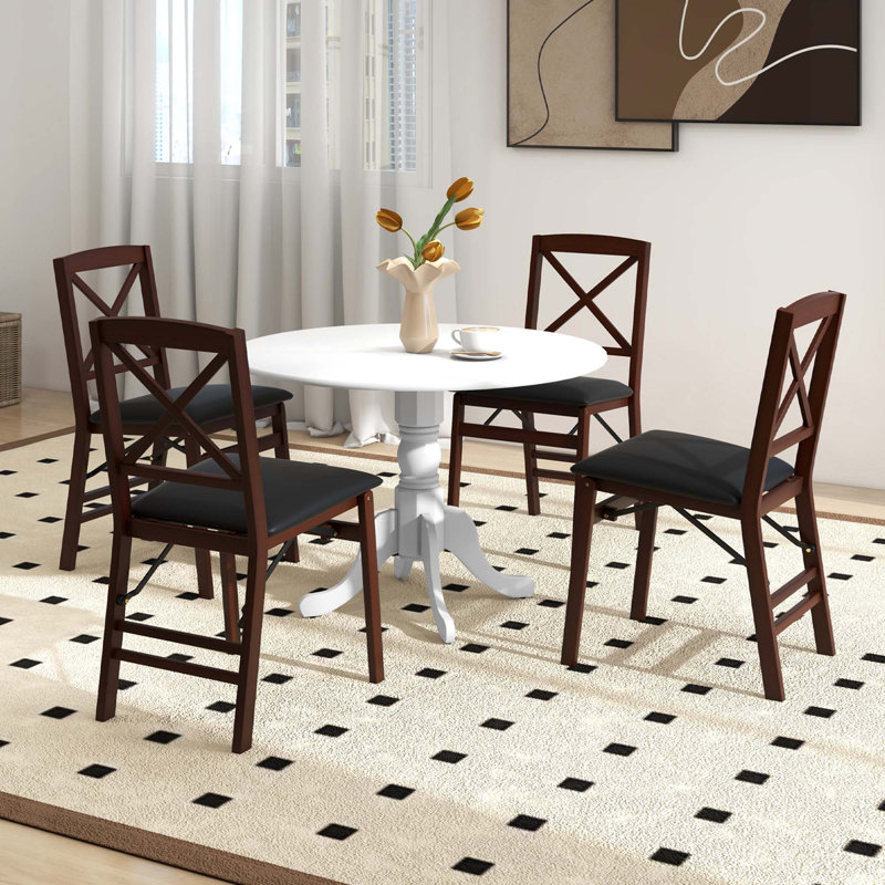 Cliftina Round Solid Wood Dining Table, White, White