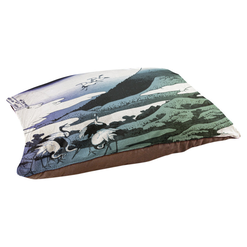 Coussin de concepteur japonais pour grues Burkart, L 42 po x l 52 po, Mauve / vert / brun foncé