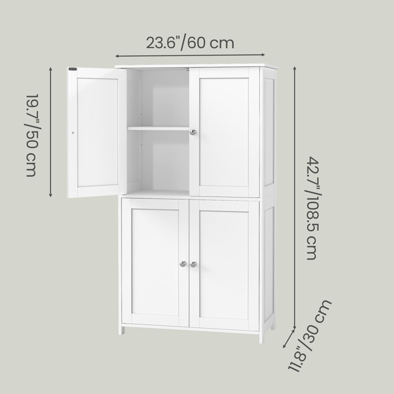 Armoire autoportante 4 portes avec tablettes réglables Burnham, Blanc
